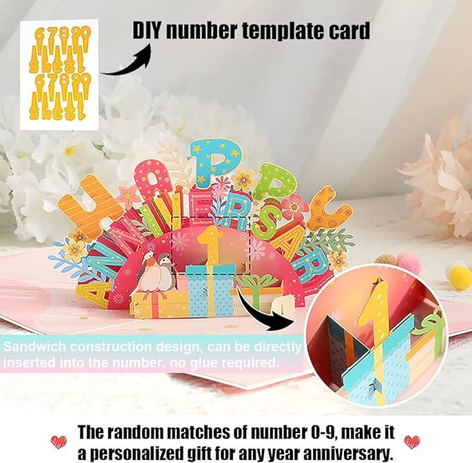 3D Happy Anniversary Pop Up Greeting Card