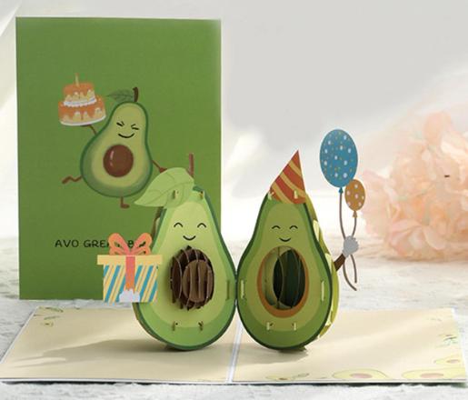 3D Avcoado Pop up Greeting Birthday Card