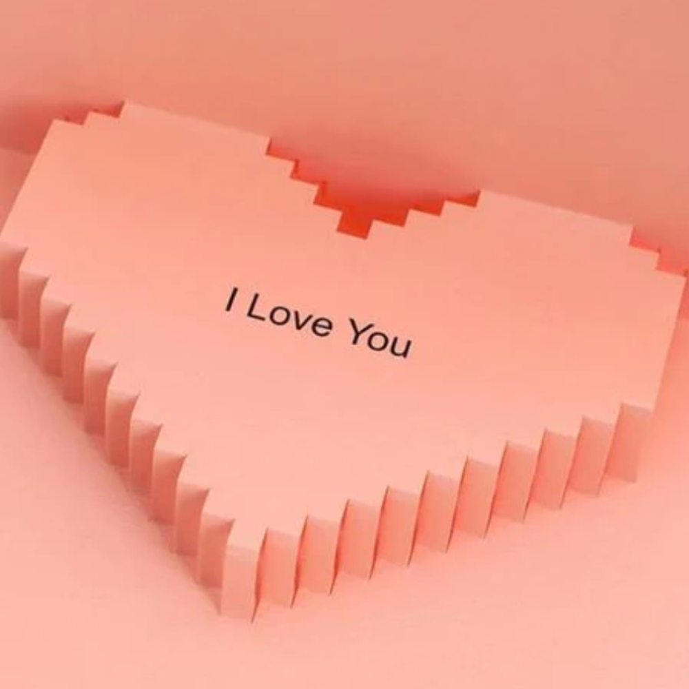 3D Love Pink Heart Pop Up Greeting Card