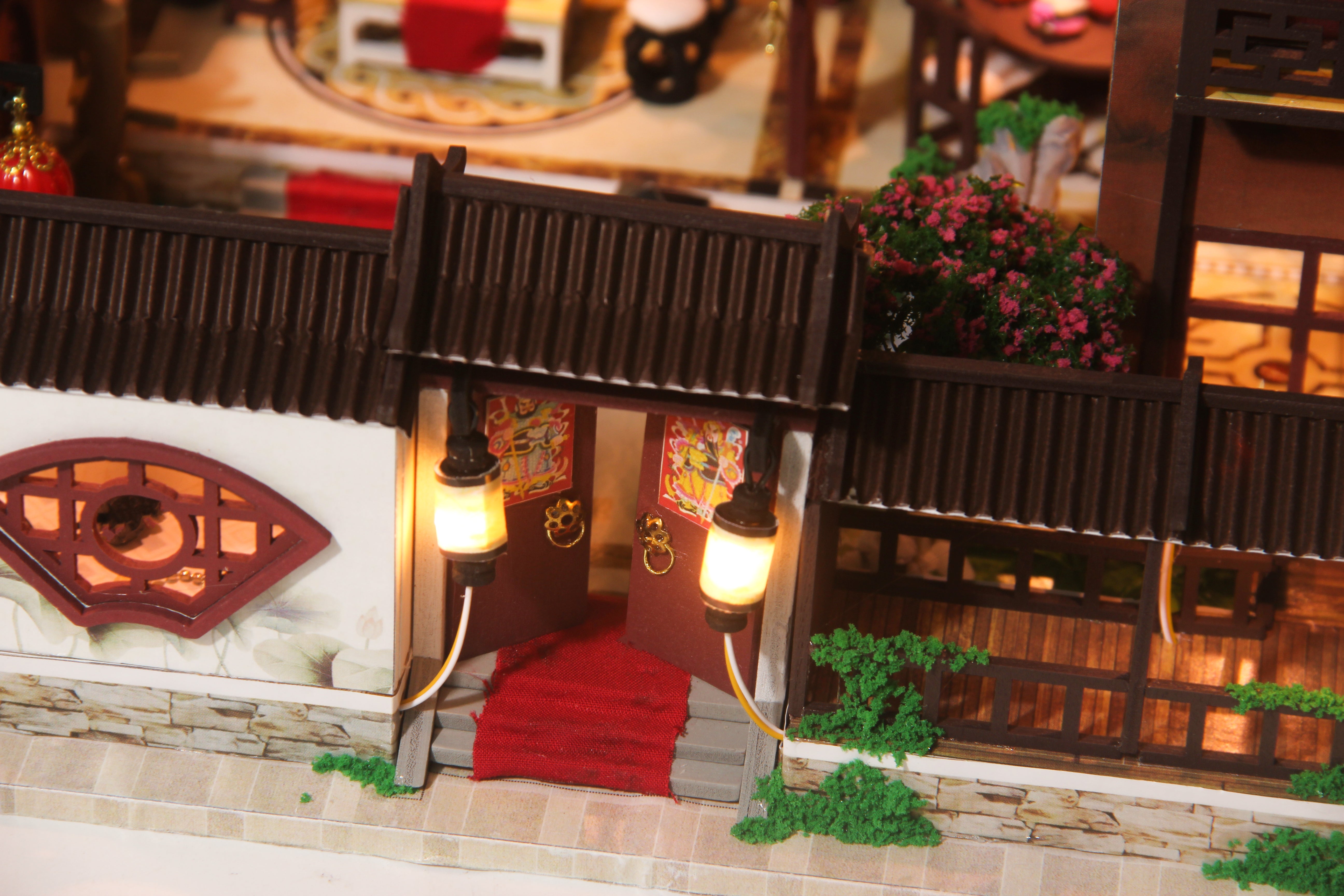 中国古屋 DIY 木制娃娃屋套件带家具 | 生日礼物 |爱好