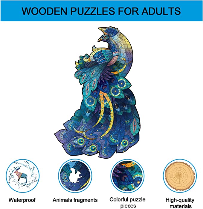Wooden Peacock Jigsaw Puzzle